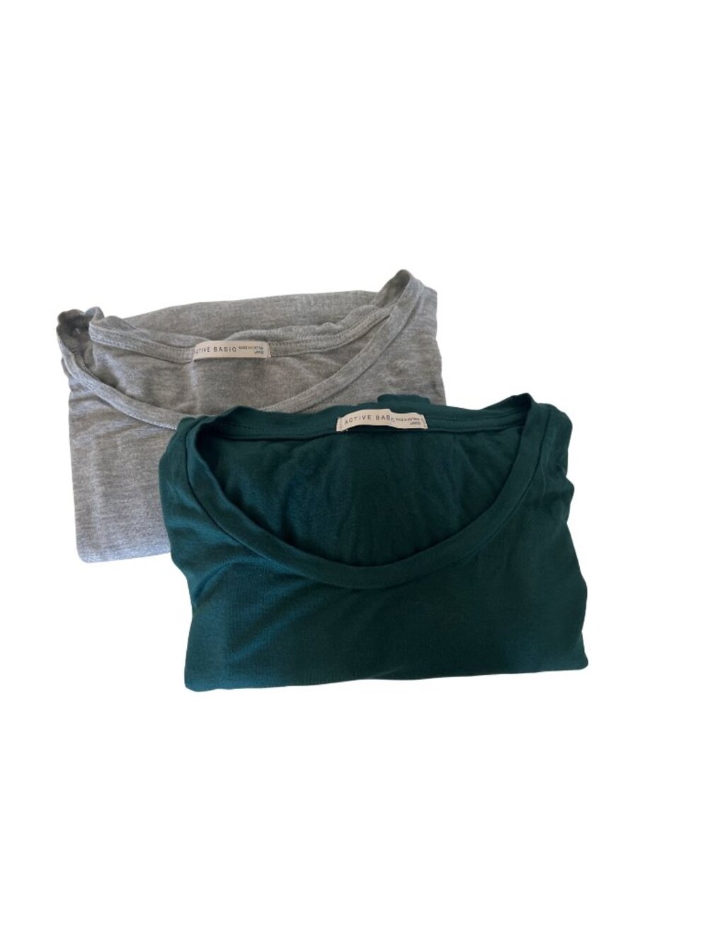 Active Basic Bundle Of 2 Long Sleeve Tees Heather Grey & Emerald Green